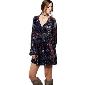 Free People velvet burnout baby doll dress